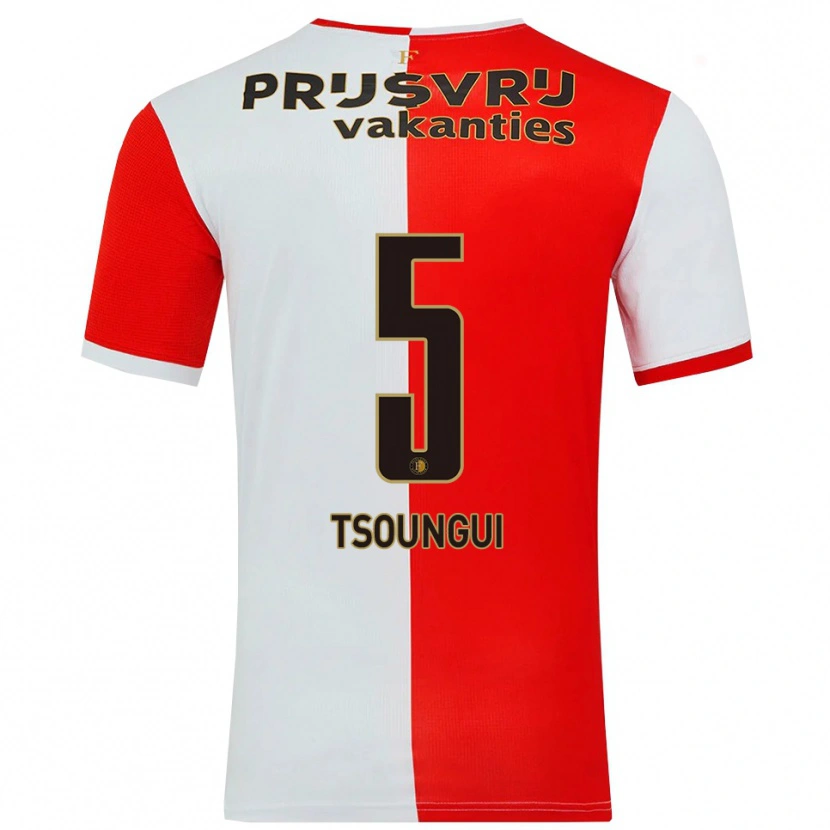 Danxen Dámské Antef Tsoungui #5 Červená Bílá Domů Hráčské Dresy 2025/26 Dres