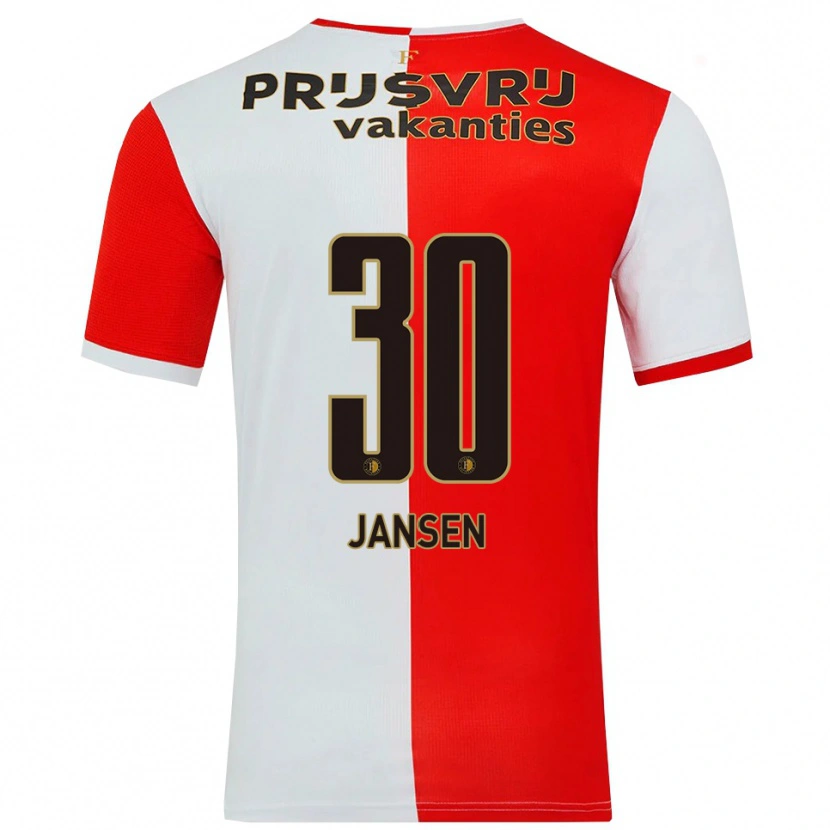 Danxen Dámské Thijs Jansen #30 Červená Bílá Domů Hráčské Dresy 2025/26 Dres