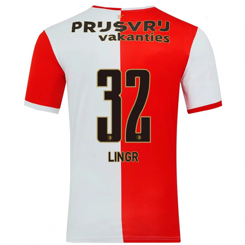 Danxen Dámské Ondrej Lingr #32 Červená Bílá Domů Hráčské Dresy 2025/26 Dres