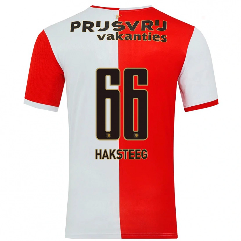 Danxen Dámské Tim Haksteeg #66 Červená Bílá Domů Hráčské Dresy 2025/26 Dres