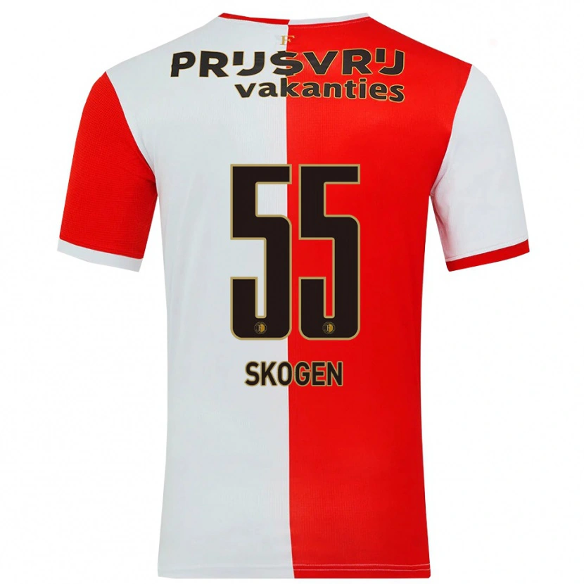 Danxen Dámské Sondre Skogen #55 Červená Bílá Domů Hráčské Dresy 2025/26 Dres