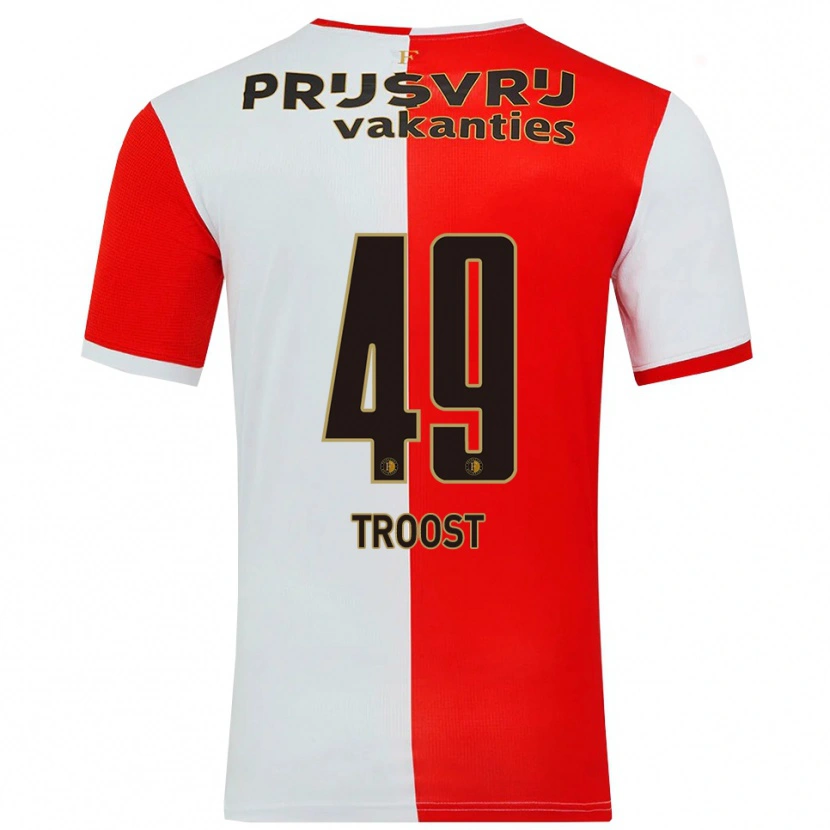 Danxen Dámské Tein Troost #49 Červená Bílá Domů Hráčské Dresy 2025/26 Dres