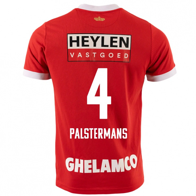 Danxen Dámské Jasper Palstermans #4 Červená Bílá Domů Hráčské Dresy 2025/26 Dres
