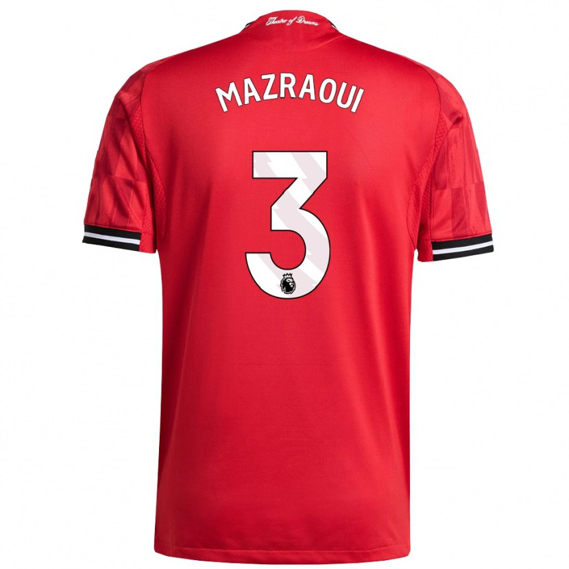 Danxen Dámské Noussair Mazraoui #3 Červená Černá Bílá Domů Hráčské Dresy 2025/26 Dres