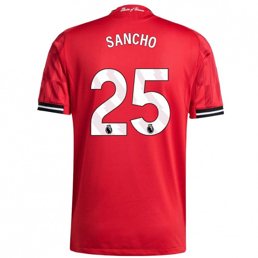 Danxen Dámské Jadon Sancho #25 Červená Černá Bílá Domů Hráčské Dresy 2025/26 Dres