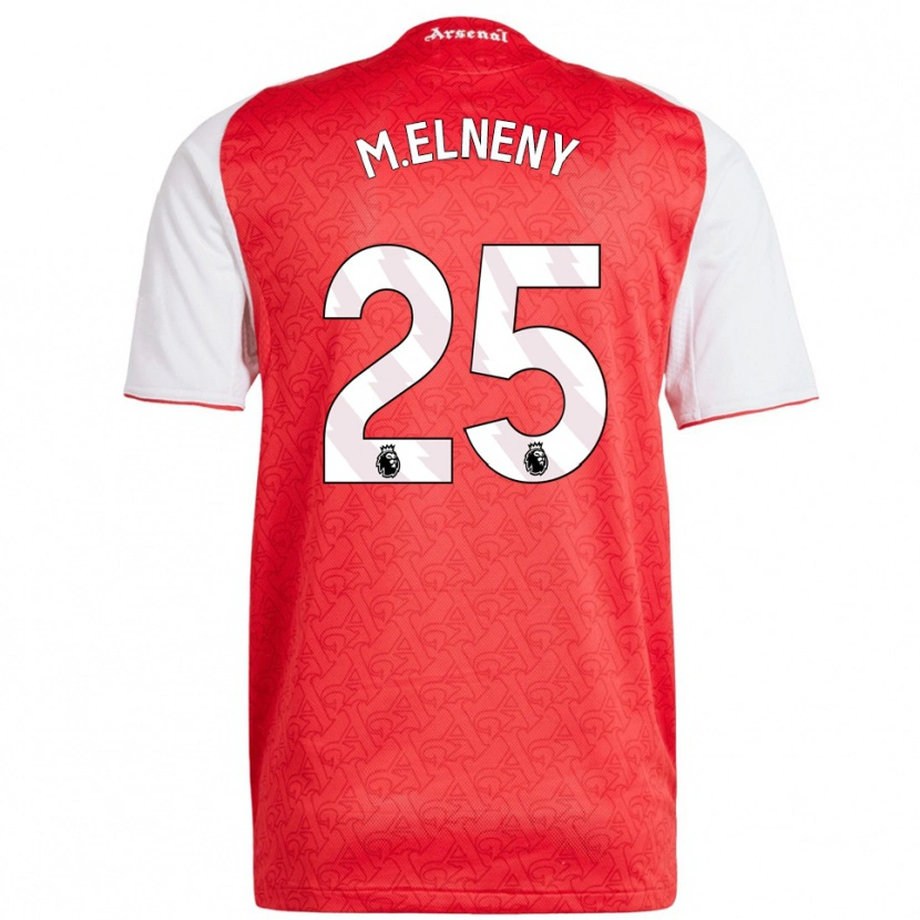 Danxen Dámské Mohamed Elneny #25 Červená Bílá Domů Hráčské Dresy 2025/26 Dres
