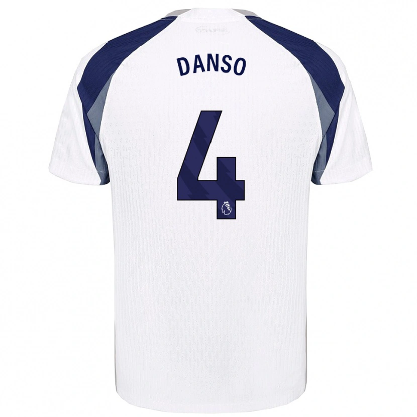 Danxen Dámské Kevin Danso #4 Bílá Tmavě Modrá Domů Hráčské Dresy 2025/26 Dres