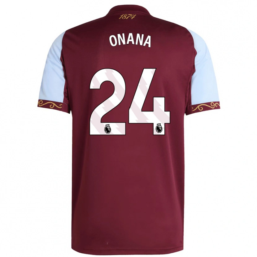 Danxen Dámské Amadou Onana #24 Burgundská Nebesky Modrá Domů Hráčské Dresy 2025/26 Dres