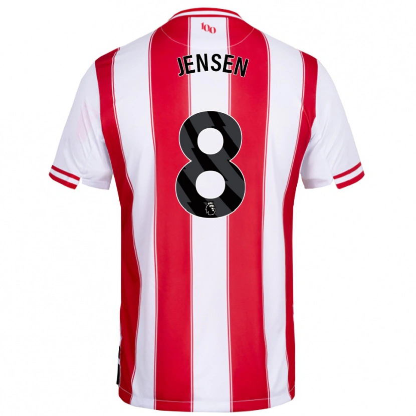 Danxen Dámské Mathias Jensen #8 Červená Bílá Domů Hráčské Dresy 2025/26 Dres