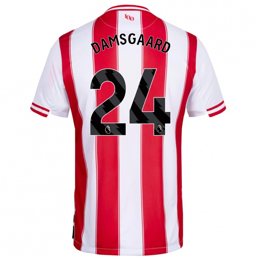Danxen Dámské Mikkel Damsgaard #24 Červená Bílá Domů Hráčské Dresy 2025/26 Dres