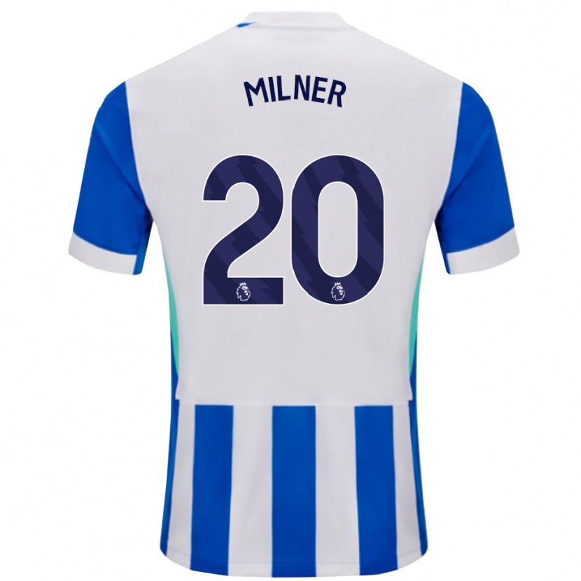 Danxen Dámské James Milner #20 Modrá Bílá Domů Hráčské Dresy 2025/26 Dres