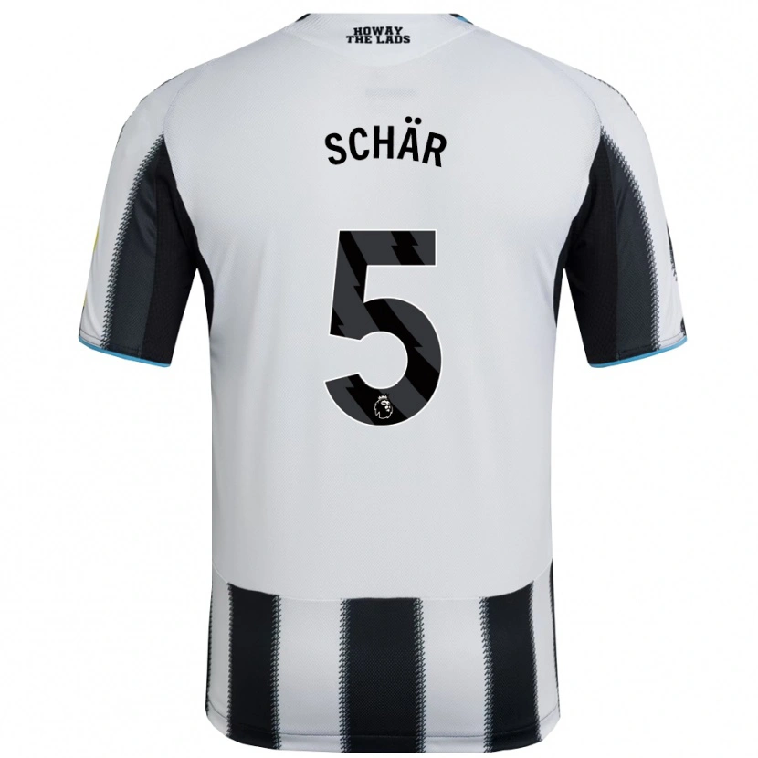 Danxen Dámské Fabian Schär #5 Černá Bílá Domů Hráčské Dresy 2025/26 Dres