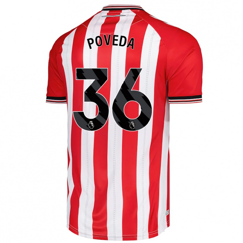 Danxen Dámské Ian Poveda #36 Červená Bílá Domů Hráčské Dresy 2025/26 Dres