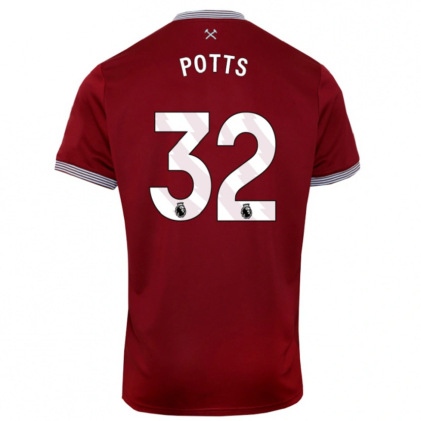 Danxen Dámské Freddie Potts #32 Burgundská Bílá Domů Hráčské Dresy 2025/26 Dres