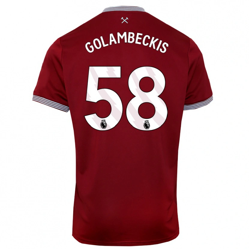 Danxen Dámské Airidas Golambeckis #58 Burgundská Bílá Domů Hráčské Dresy 2025/26 Dres