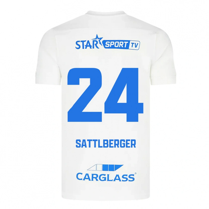 Danxen Dámské Nikolas Sattlberger #24 Bílá Modrá Daleko Hráčské Dresy 2025/26 Dres