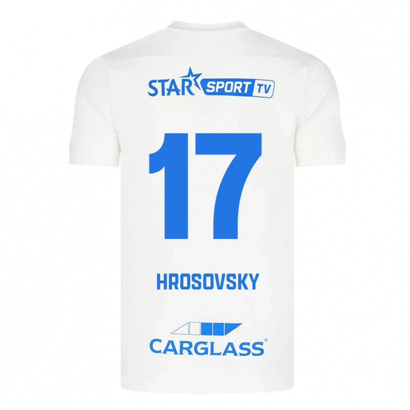 Danxen Dámské Patrik Hrosovsky #17 Bílá Modrá Daleko Hráčské Dresy 2025/26 Dres