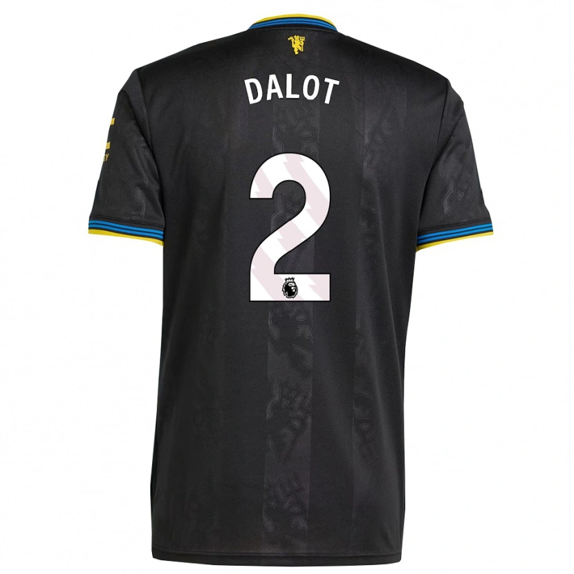 Danxen Dámské Diogo Dalot #2 Černá Žlutá Modrá Třetí Hráčské Dresy 2025/26 Dres