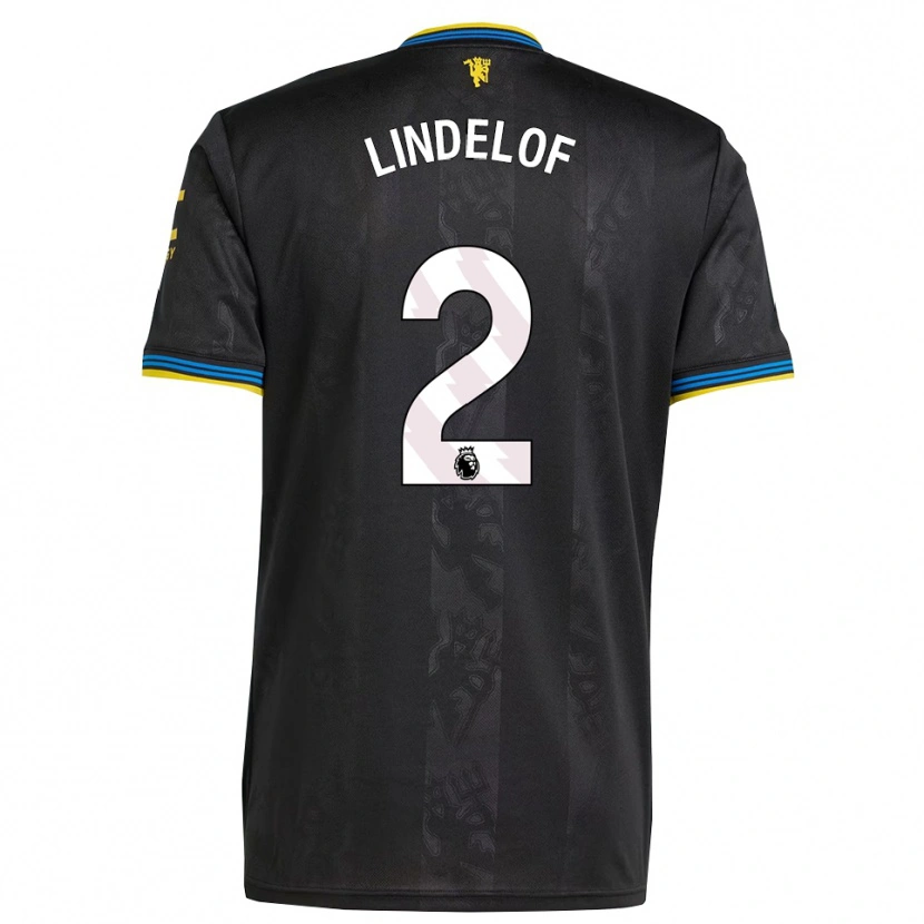 Danxen Dámské Victor Lindelof #2 Černá Žlutá Modrá Třetí Hráčské Dresy 2025/26 Dres