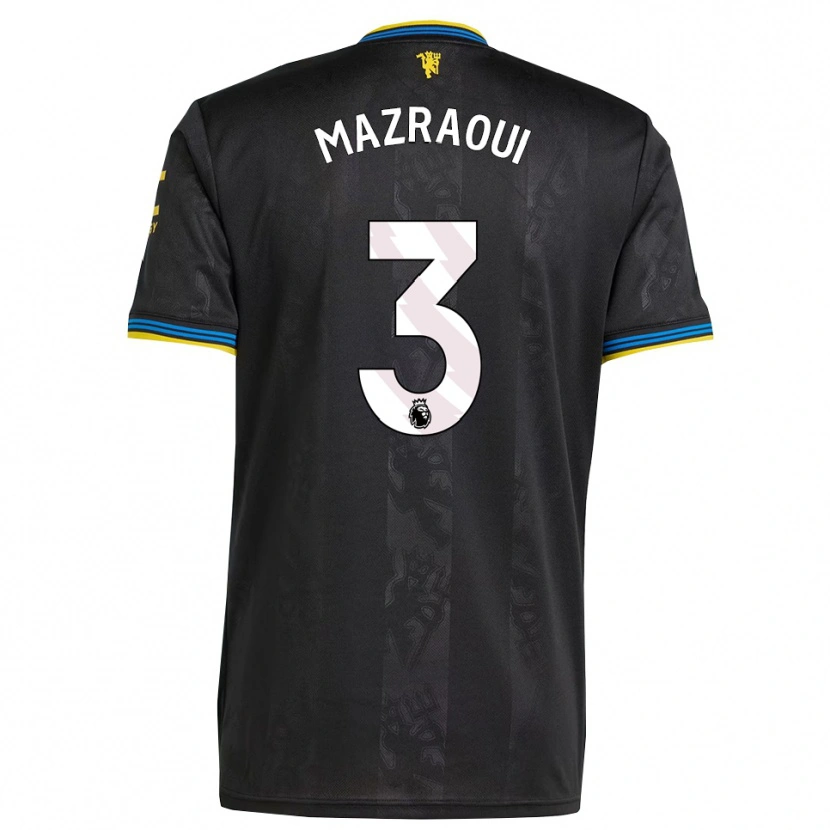 Danxen Dámské Noussair Mazraoui #3 Černá Žlutá Modrá Třetí Hráčské Dresy 2025/26 Dres