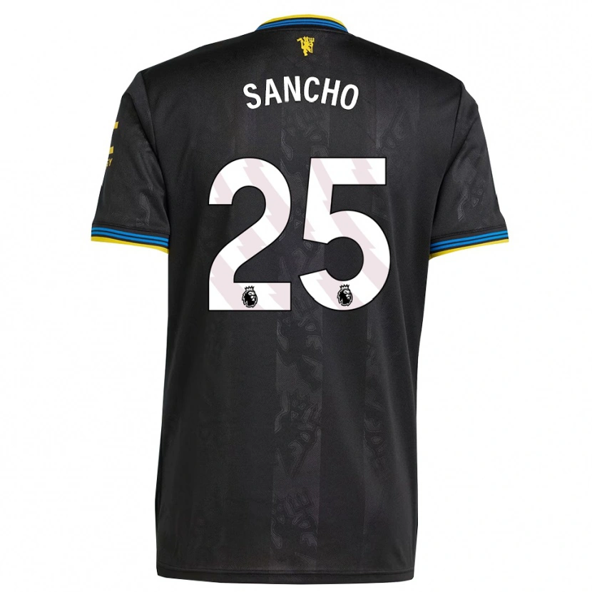Danxen Dámské Jadon Sancho #25 Černá Žlutá Modrá Třetí Hráčské Dresy 2025/26 Dres