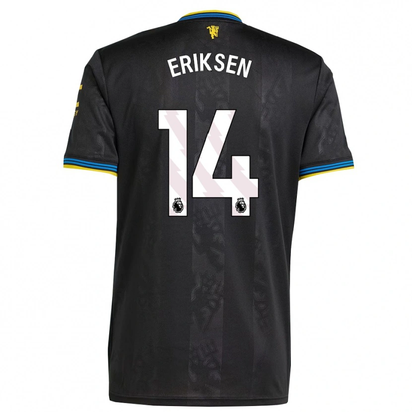 Danxen Dámské Christian Eriksen #14 Černá Žlutá Modrá Třetí Hráčské Dresy 2025/26 Dres