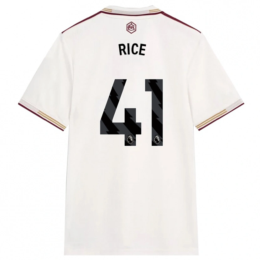 Danxen Dámské Declan Rice #41 Smetanově Bílá Burgundská Třetí Hráčské Dresy 2025/26 Dres