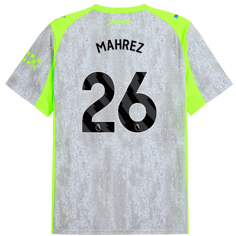 Danxen Dámské Riyad Mahrez #26 Šedá Žlutá Třetí Hráčské Dresy 2025/26 Dres