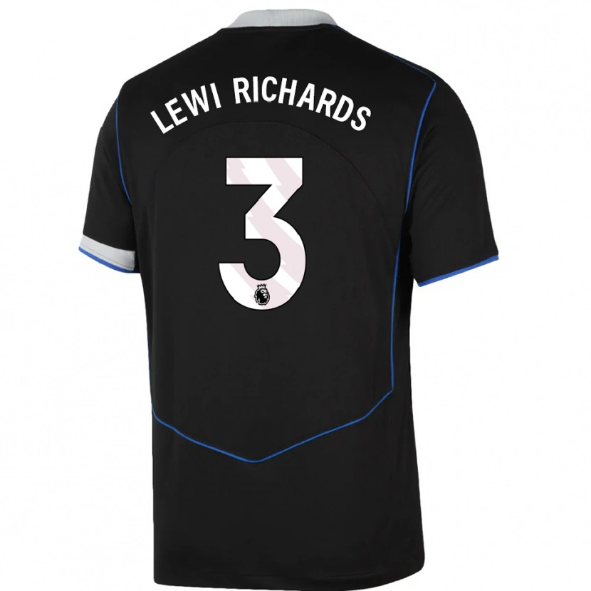Danxen Dámské Lewi Richards #3 Černá Modrá Stříbrná Třetí Hráčské Dresy 2025/26 Dres