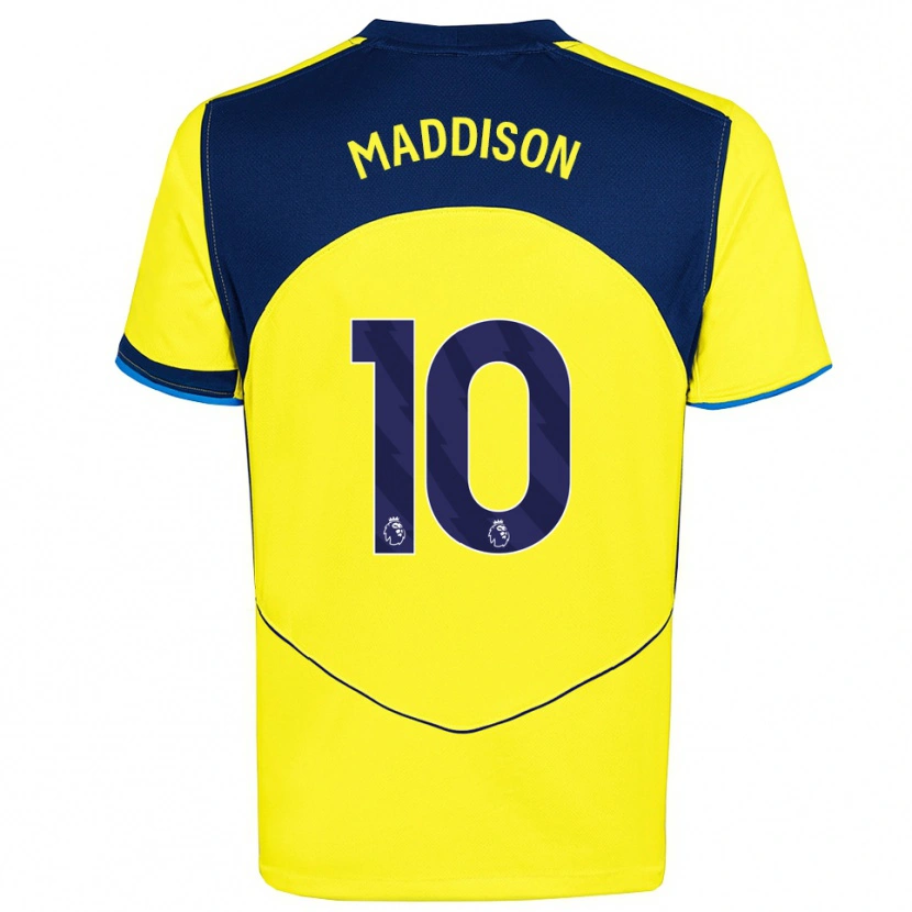 Danxen Dámské James Maddison #10 Žlutá Tmavě Modrá Třetí Hráčské Dresy 2025/26 Dres