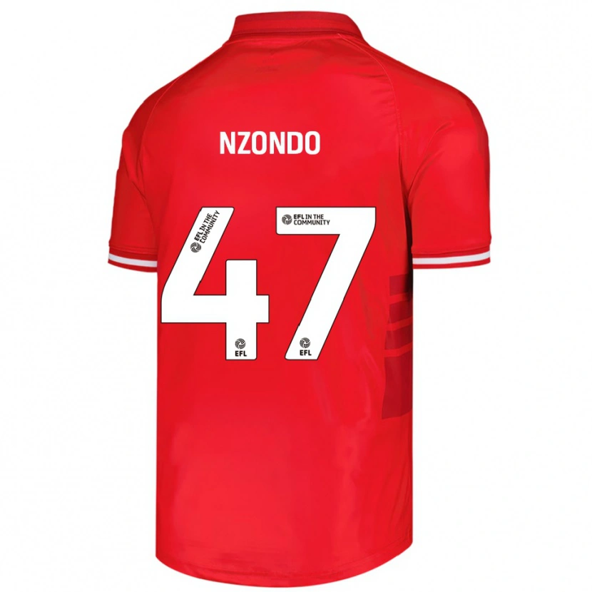 Danxen Dětské Emmaisa Nzondo #47 Červená Bílá Domů Hráčské Dresy 2025/26 Dres