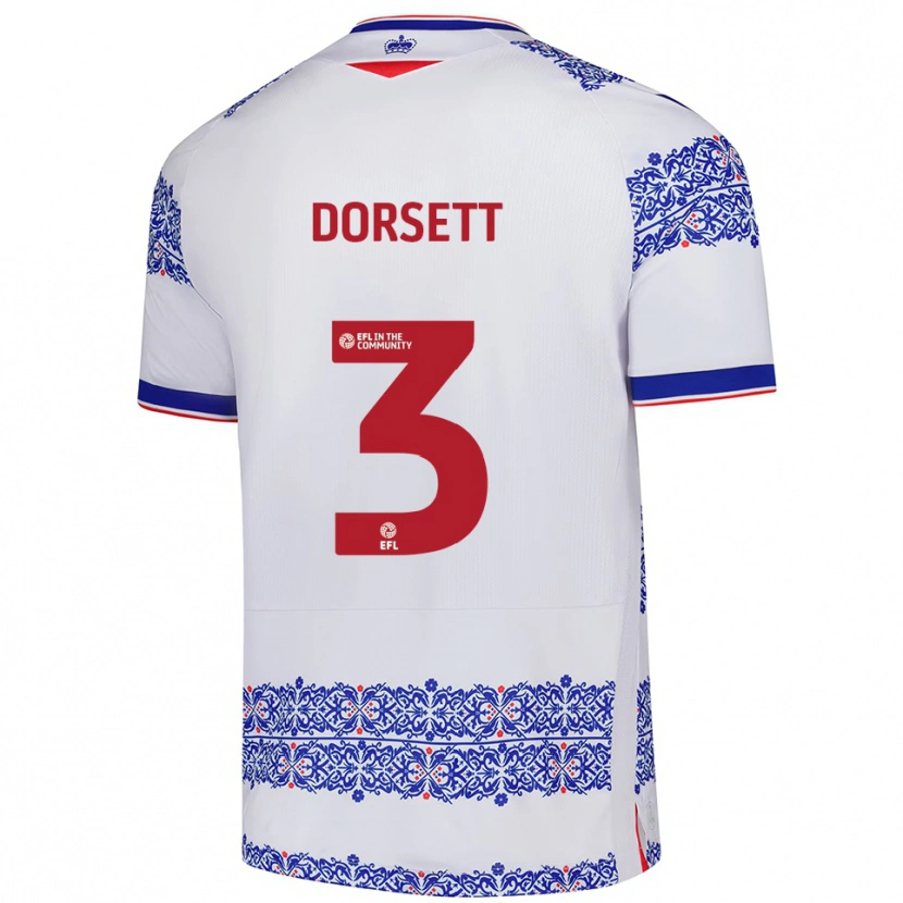 Danxen Dětské Jeriel Dorsett #3 Bílá Modrá Domů Hráčské Dresy 2025/26 Dres