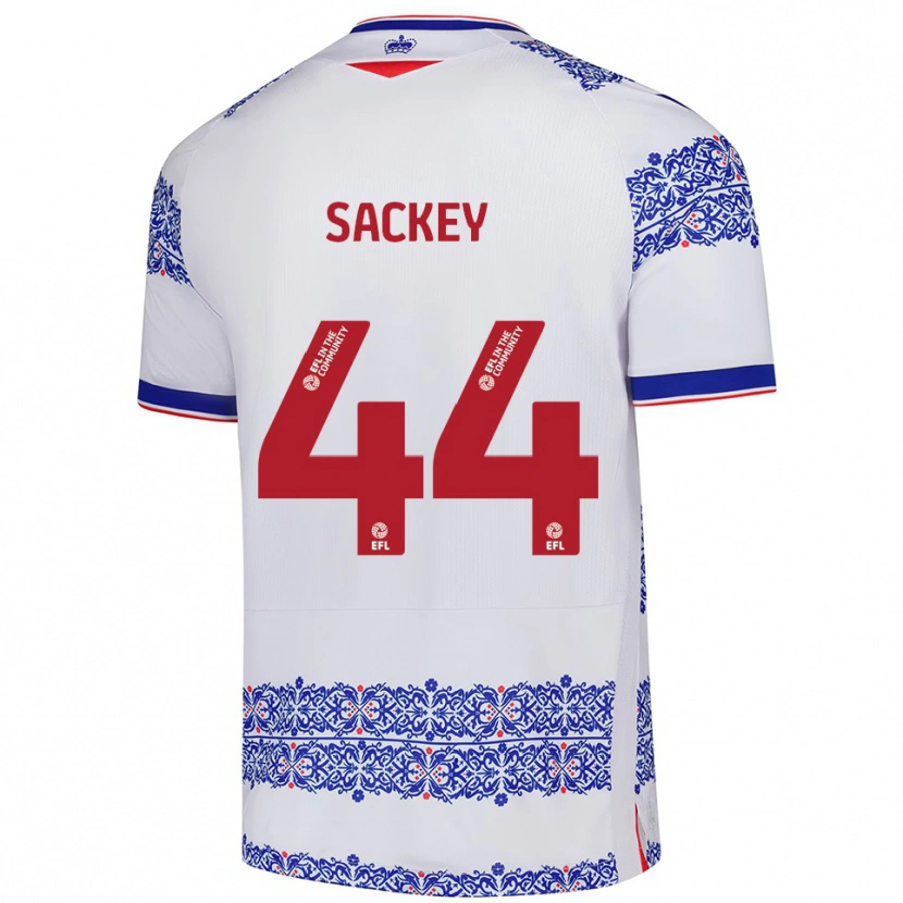 Danxen Dětské Tyler Sackey #44 Bílá Modrá Domů Hráčské Dresy 2025/26 Dres