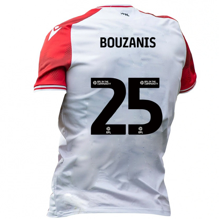 Danxen Dětské Dean Bouzanis #25 Bílá Červená Domů Hráčské Dresy 2025/26 Dres