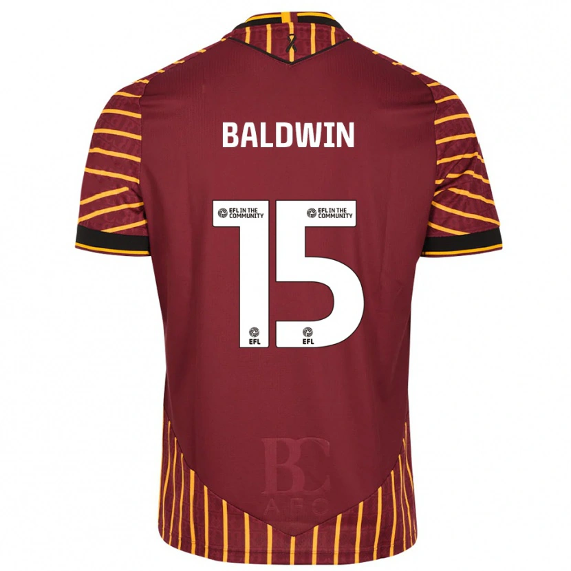 Danxen Dětské Aden Baldwin #15 Oranžová Vínová Domů Hráčské Dresy 2025/26 Dres