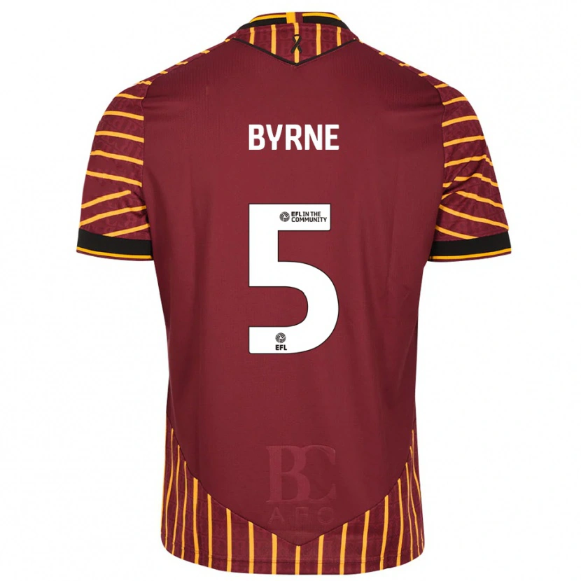 Danxen Dětské Neill Byrne #5 Oranžová Vínová Domů Hráčské Dresy 2025/26 Dres