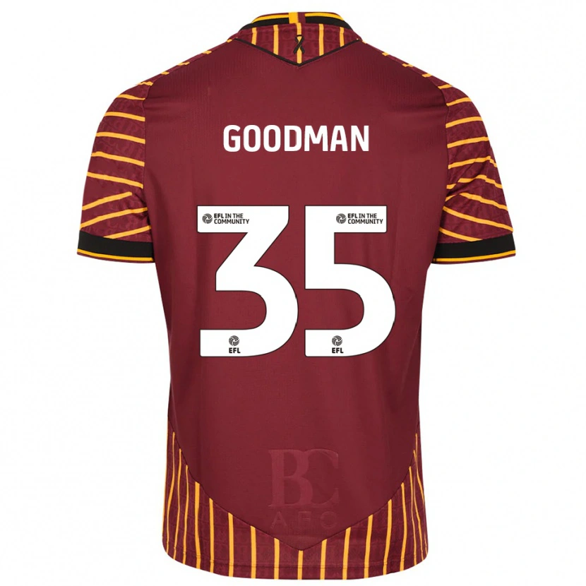 Danxen Dětské George Goodman #35 Oranžová Vínová Domů Hráčské Dresy 2025/26 Dres