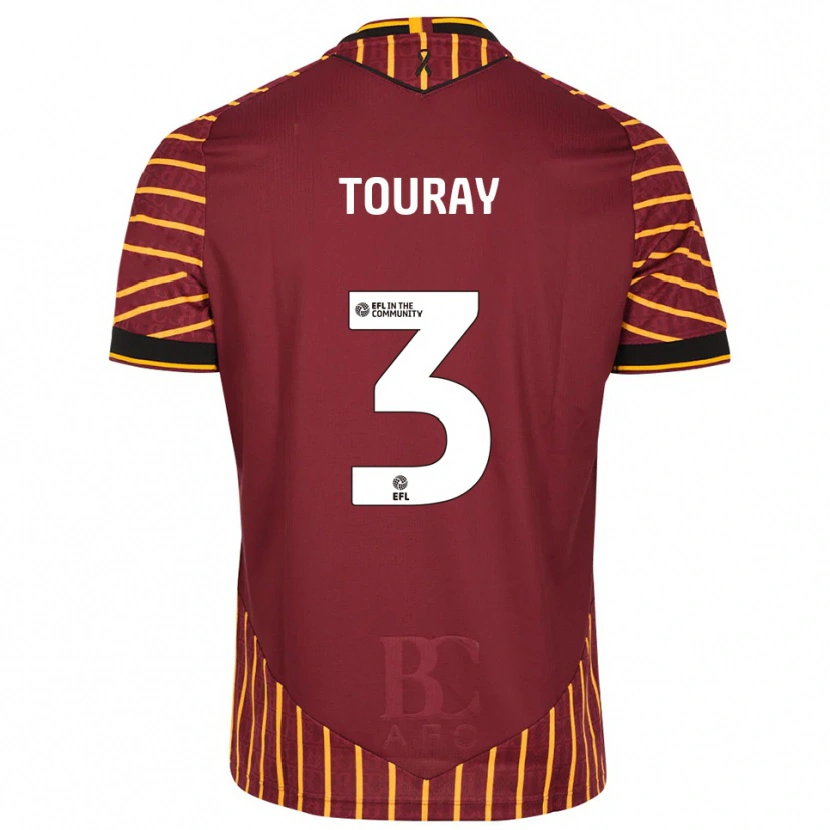 Danxen Dětské Ibou Touray #3 Oranžová Vínová Domů Hráčské Dresy 2025/26 Dres