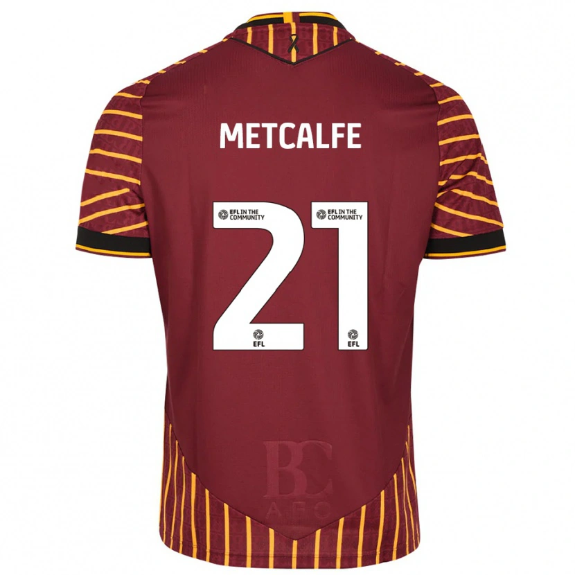 Danxen Dětské Jenson Metcalfe #21 Oranžová Vínová Domů Hráčské Dresy 2025/26 Dres