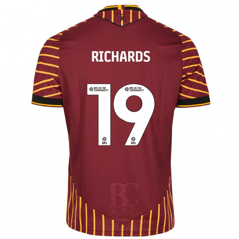 Danxen Dětské Lewis Richards #19 Oranžová Vínová Domů Hráčské Dresy 2025/26 Dres