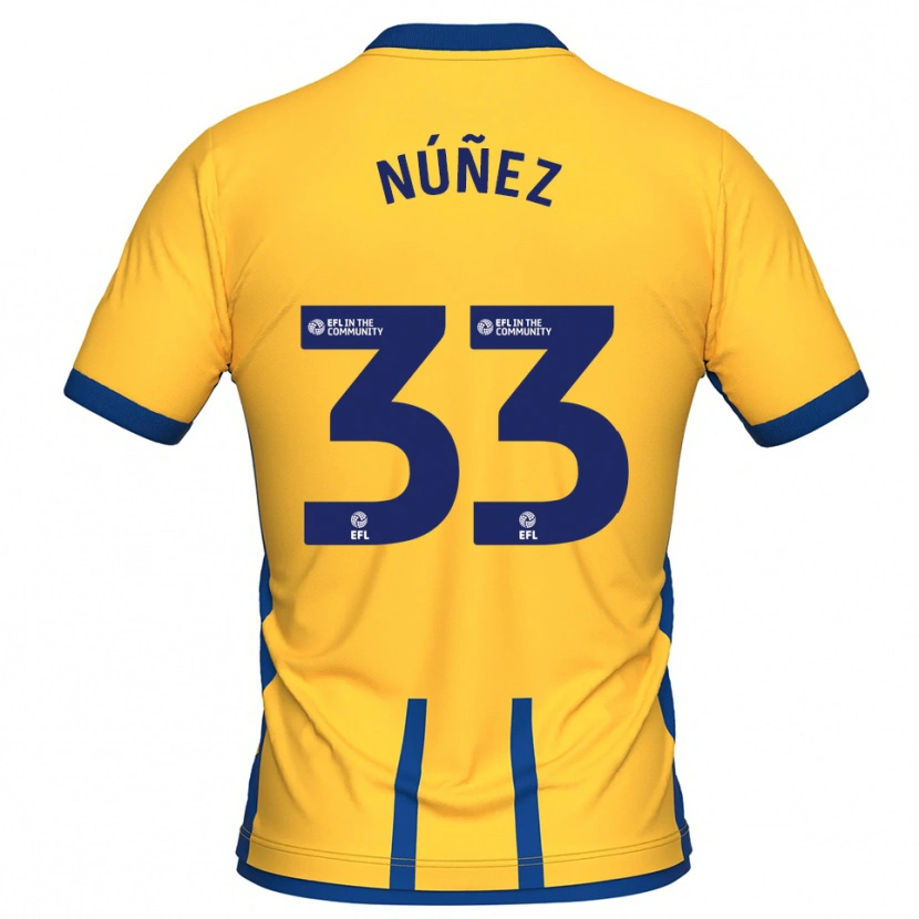 Danxen Dětské Anthony Núñez #33 Žlutá Modrá Domů Hráčské Dresy 2025/26 Dres