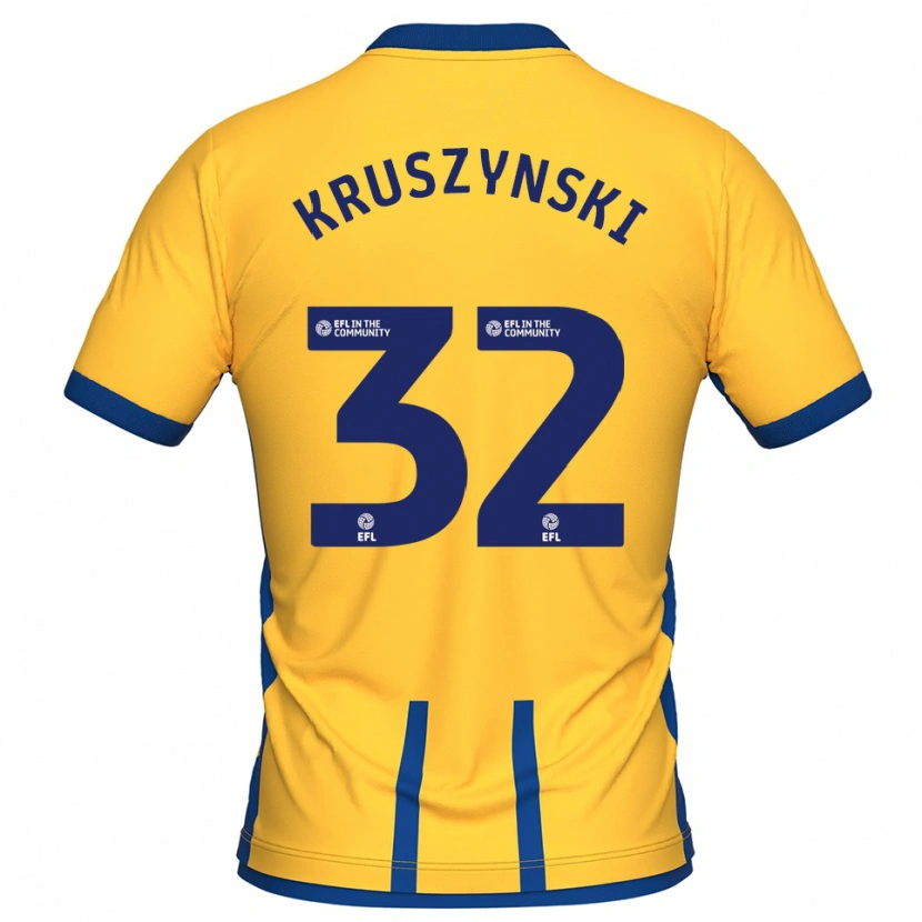 Danxen Dětské Jakub Kruszynski #32 Žlutá Modrá Domů Hráčské Dresy 2025/26 Dres