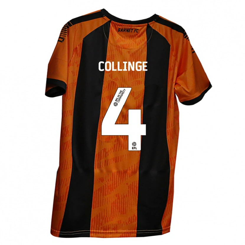 Danxen Dětské Danny Collinge #4 Oranžová Černá Domů Hráčské Dresy 2025/26 Dres
