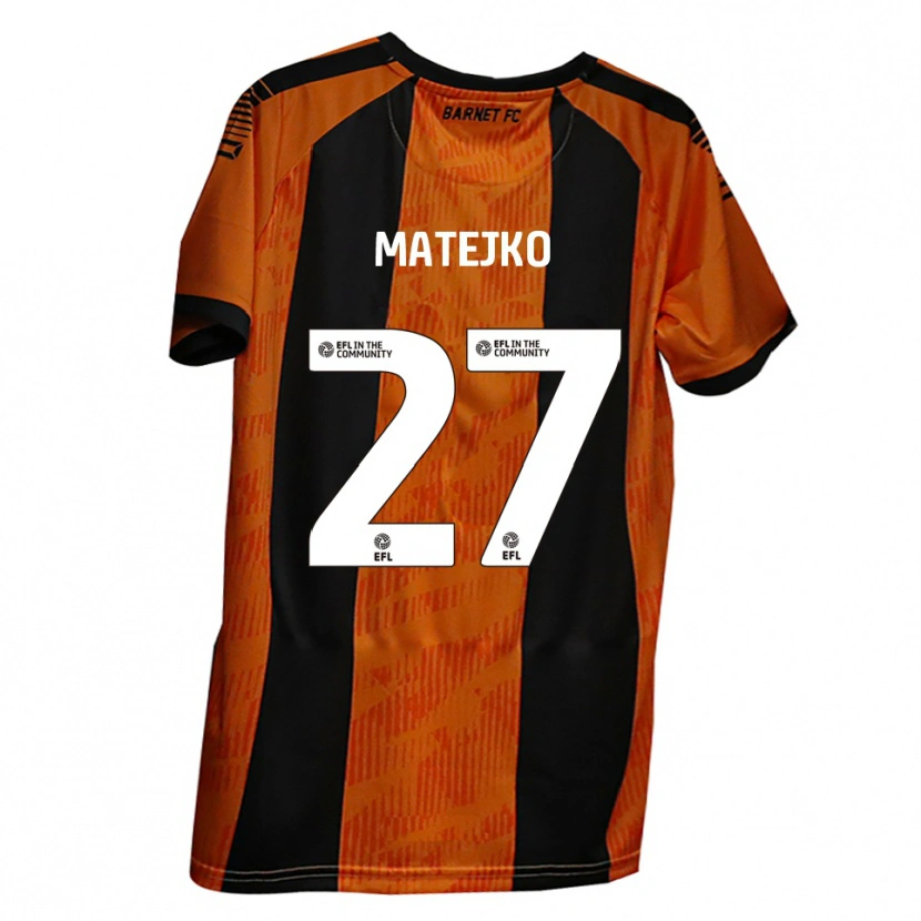 Danxen Dětské Patrick Matejko #27 Oranžová Černá Domů Hráčské Dresy 2025/26 Dres