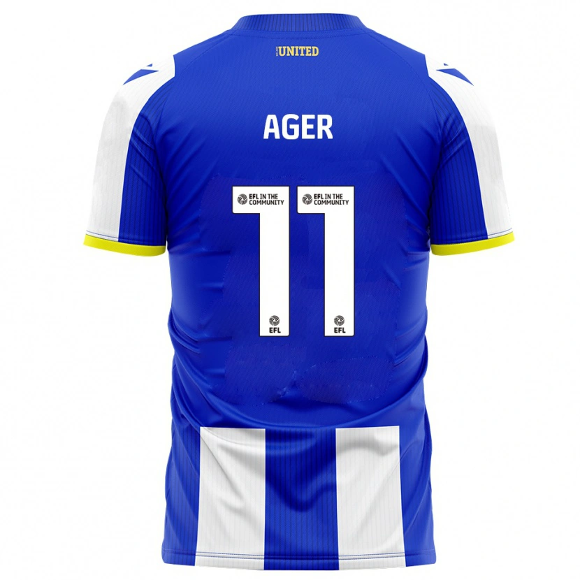 Danxen Dětské Emily Ager #11 Modrá Bílá Domů Hráčské Dresy 2025/26 Dres