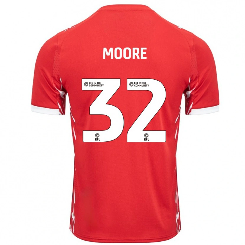 Danxen Dětské Luca Moore #32 Červená Bílá Domů Hráčské Dresy 2025/26 Dres