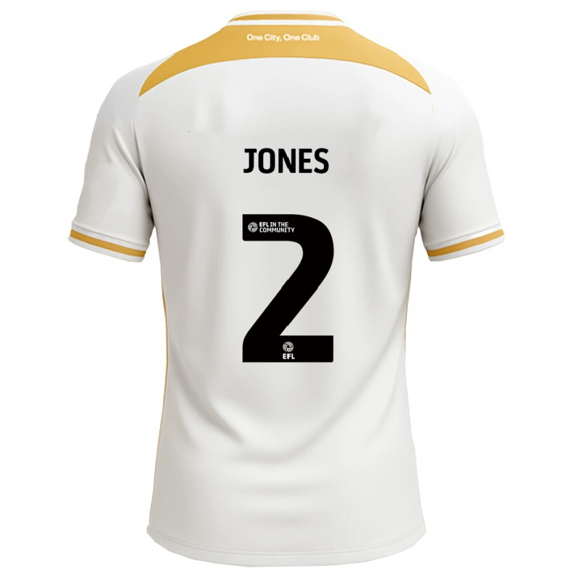 Danxen Dětské Gethin Jones #2 Bílá Zlatá Domů Hráčské Dresy 2025/26 Dres