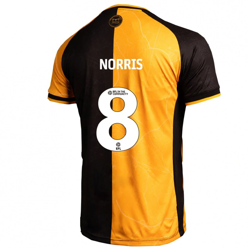 Danxen Dětské Jac Norris #8 Žlutá Černá Domů Hráčské Dresy 2025/26 Dres