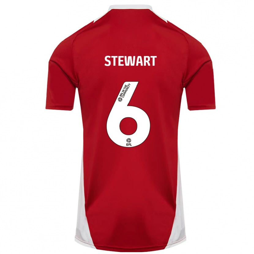 Danxen Dětské Alistair Stewart #6 Červená Bílá Zlatá Domů Hráčské Dresy 2025/26 Dres
