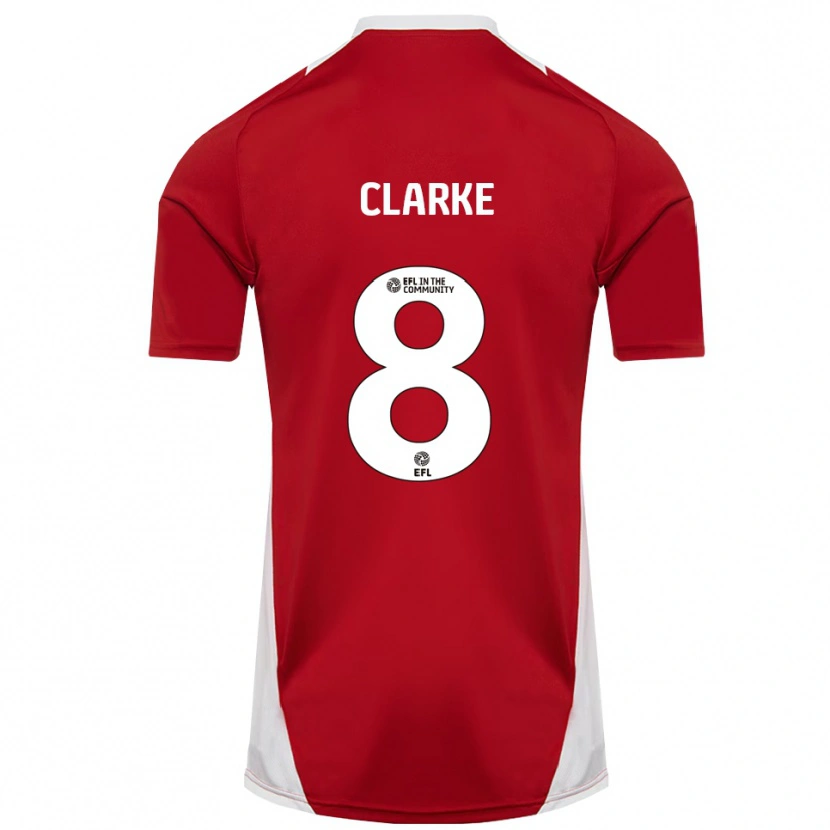 Danxen Dětské Ollie Clarke #8 Červená Bílá Zlatá Domů Hráčské Dresy 2025/26 Dres